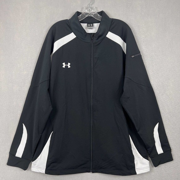 NWT Under Armour Jacket Mens XXL Black N White Colorblock  Full Zip Long Sleeve - Picture 2 of 12